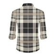 thumbnail image 4 of Dwelliawo Men's Shirt Plaid Flannel Shirt Long Sleeve Button Down Shirts Oversized Vintage Shirts Casual Top with Pocket Khaki XL, 4 of 4
