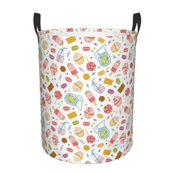 Fotbe Dessert Cesto de Ropa con Asas, Cesto Impermeable de Gran Capacidad, Bolsa de Lavado para Dormitorio, Cesto de Ropa con Ruedas y Asas-Small