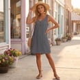 thumbnail image 7 of Womens Summer Dress Sleeveless Button Casual Sundresses with Pockets Loose Solid Tank Dresses, XL, 7 of 7