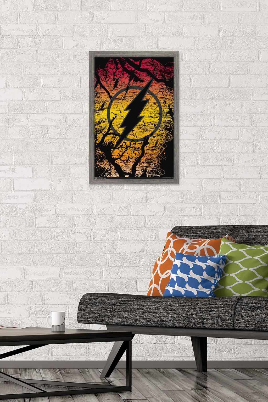 DC Comics - The Flash - Logo Wall Poster, 14.725" x 22.375", Framed