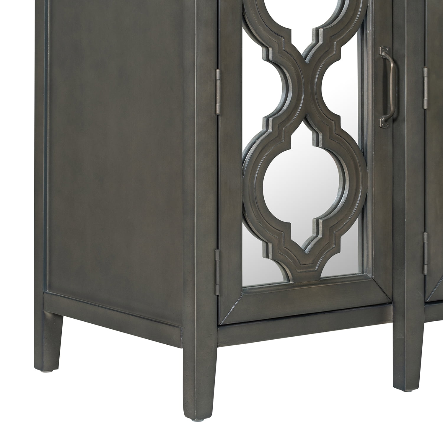 Kadyn 59.8" Modern Mirrored Console Table Sideboard, MDF Buffet Cabinet Sideboard with 4 Cabinets and 3 Adjustable Shelves,Kitchen Storage Cupboard Cabinet for Living Room, Gray