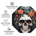 thumbnail image 3 of Yiaed Flower Horn Skull Print Leather Coasters for Drinks - Cup Coasters Coffee Table Kitchen Table Bar, Home & Office Gifts Handmade Drink Coasters-Octagon, 3 of 6