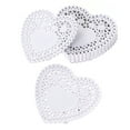 thumbnail image 1 of 250 manteles individuales de 10 cm con forma de corazón, resistentes al aceite, para decoración de mesa de boda, para hornear pasteles (blancos), 1 of 5