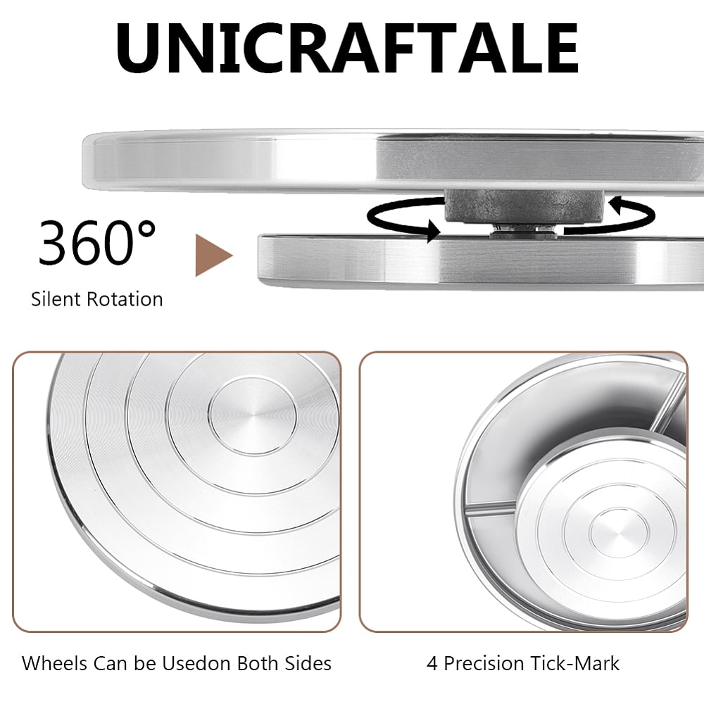 Aluminum Double Sided Turntable for Ceramic Clay Sculpture Wheel Rotating Tools Platinum 245x36mm