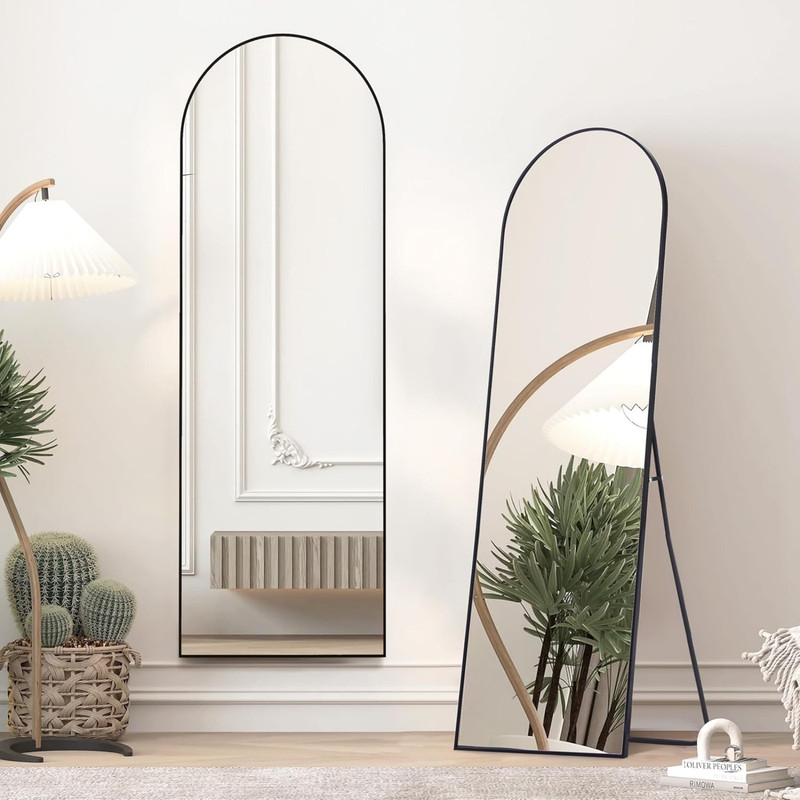Gleamira 71"x26" Arch Full Length Mirror Wall Hanging or Floor Mirror with Aluminum Alloy Frame, Black