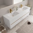 thumbnail image 2 of Demi Bonn 70" Wall-Mounted Bathroom Vanity with Sink, Stone Resin Countertop and 4 Soft Close Drawers, Faucets and Drains Not Included, White, 2 of 9