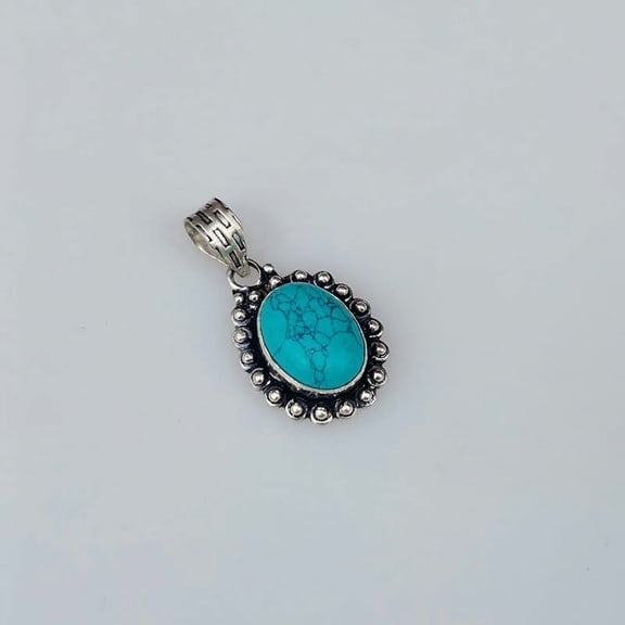 Turquoise Pendant 925 Sterling Silver Natural Gemstone Handmade Boho Pendant Jewelry Gift For Her