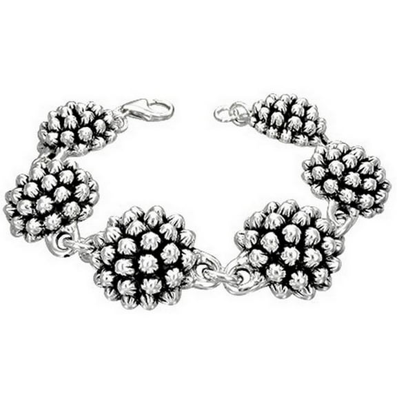 925 Sterling Silver Black Link Chain Womens Bracelet with Clasp