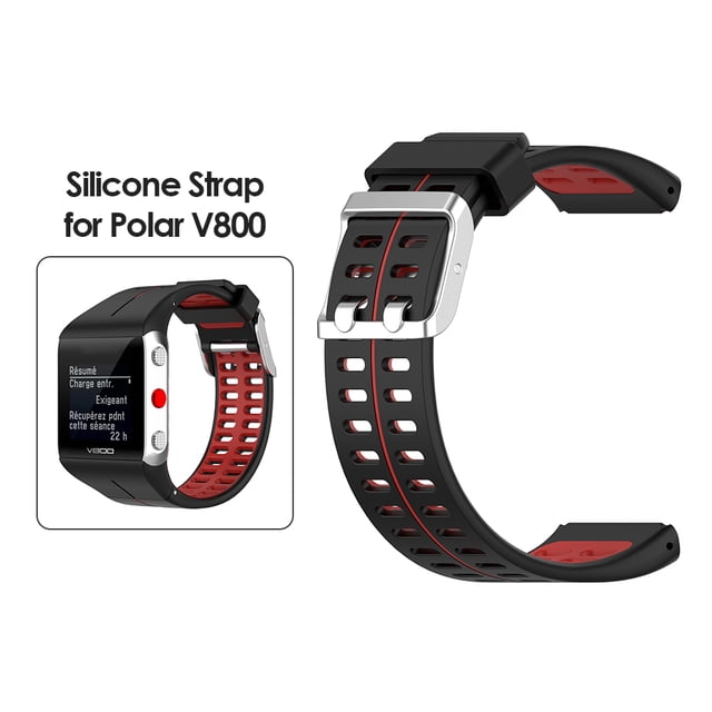 Correa de reloj de silicona para correa de muñeca de repuesto Polar V800 (negro rojo)