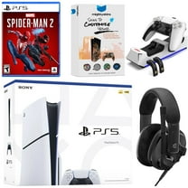 Sony PlayStation 5 Slim Disc Bundle with Spider-Man 2, EPOS Headset, Charging Dock and MightySkins Code