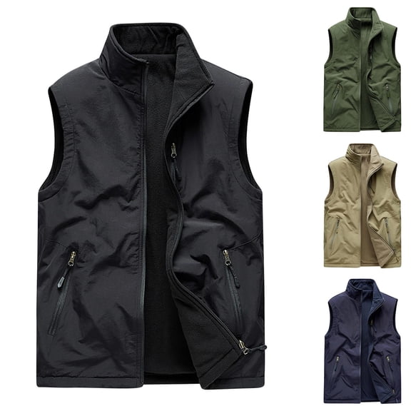 Lovskoo Men's Workout Vest Coats Tank Tops Sleeveless Thin Sports Multi-Pocket Casual Quick-Drying Loose Hiking Cargo Outdoor Jackets Olive Green