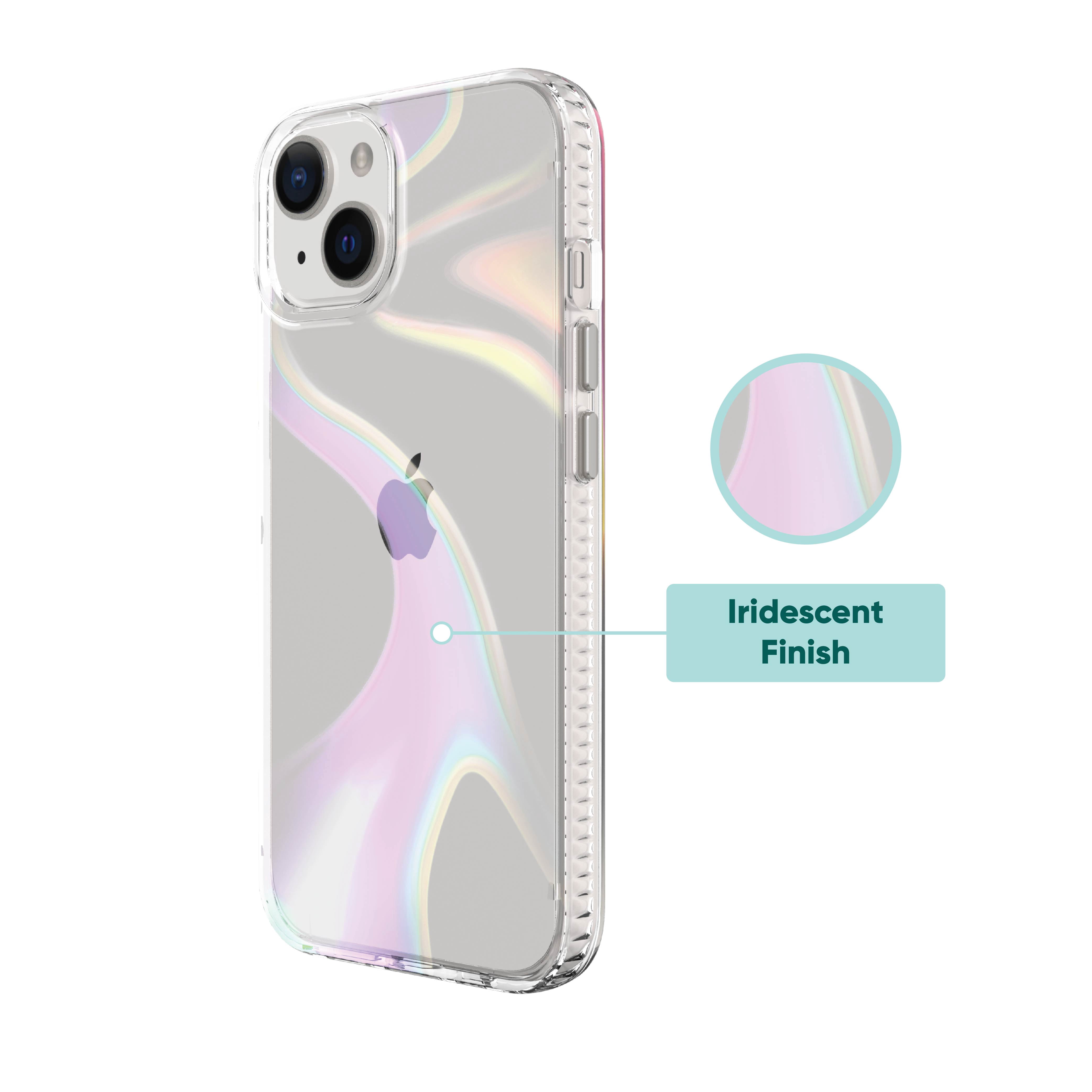 onn. Phone Case for iPhone 17e / iPhone 16e / iPhone 15 / iPhone 14 / iPhone 13 - Clear Iridescent