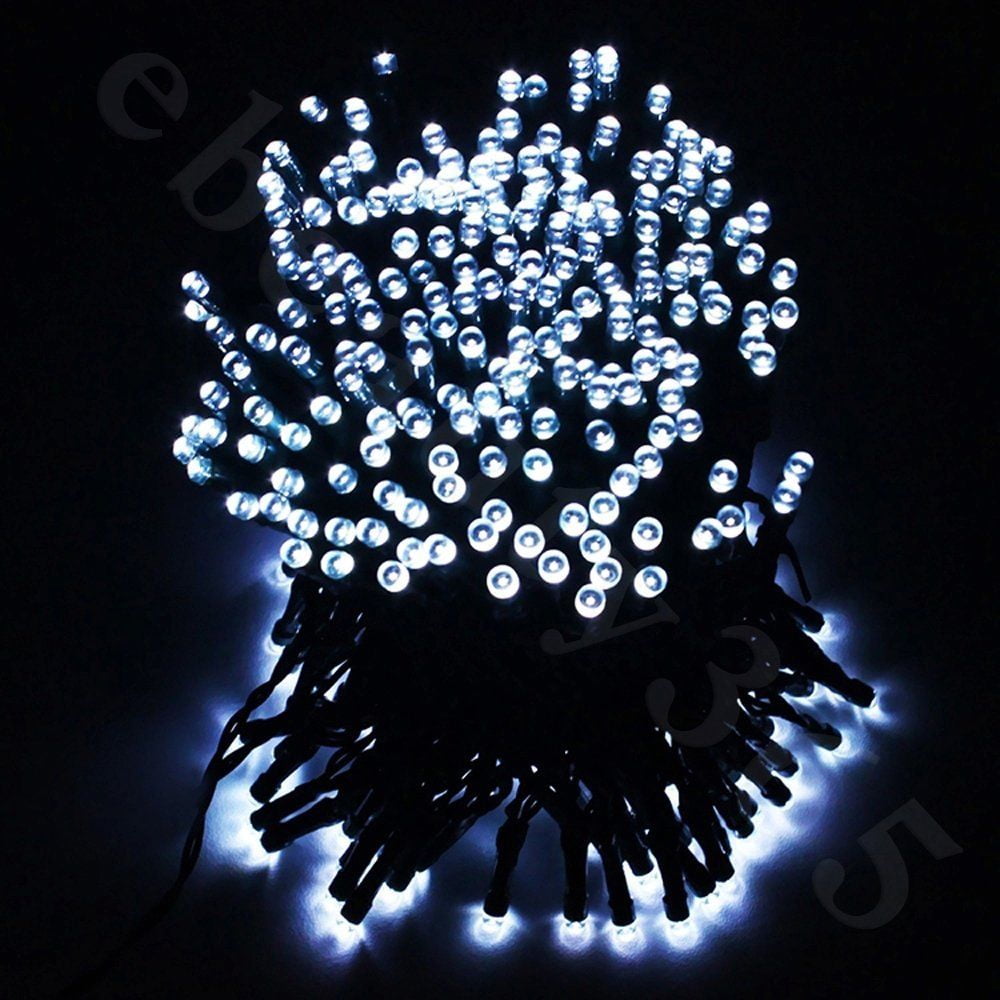 Pack of 2 Kanstar 100 LED 39FT White Outdoor Solar String lights for Garden Wedding Party Lamps