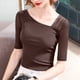 thumbnail image 4 of Tejiojio Women's Sheer Mesh Top Asymmetrical Neckline Half-Sleeve Casual Elegant Blouse, 4 of 6