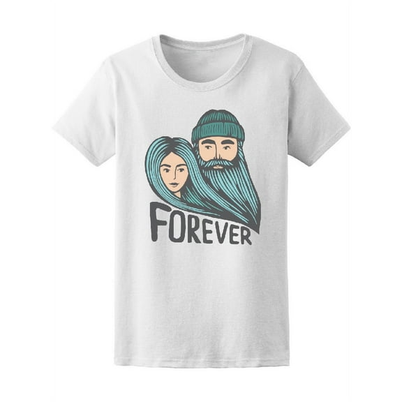Forever Hipster Couple Blue T-Shirt Women -Image by Shutterstock, Female XX-Large