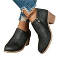 thumbnail image 2 of Kopltyrfg Womens Slip on Ankle Boots V Cutout Round Toe Chunky Stacked Low Heel Booties Fashion Side Zipper High Top Comfortable Short Boots Women's Casual Dress Block Heel Walking Booties (Black,43), 2 of 5