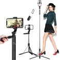 thumbnail image 1 of IBAOLE Selfie Stick Tripod Stand 59" Length Adjustable All in One Cell Phone Tripod with 33ft Wireless Remote Shutter, Phone&Camera Holder for iOS/Andriod Phones, Digital Cameras, etc black -, 1 of 7