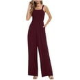 thumbnail image 2 of VBVC No Boundaries Women's Square Neck Suspender Pants,Ladies Sleeveless Butt Lift One Piece Pants,Slimming Jumpsuits For Women,Red,Size M, 2 of 7