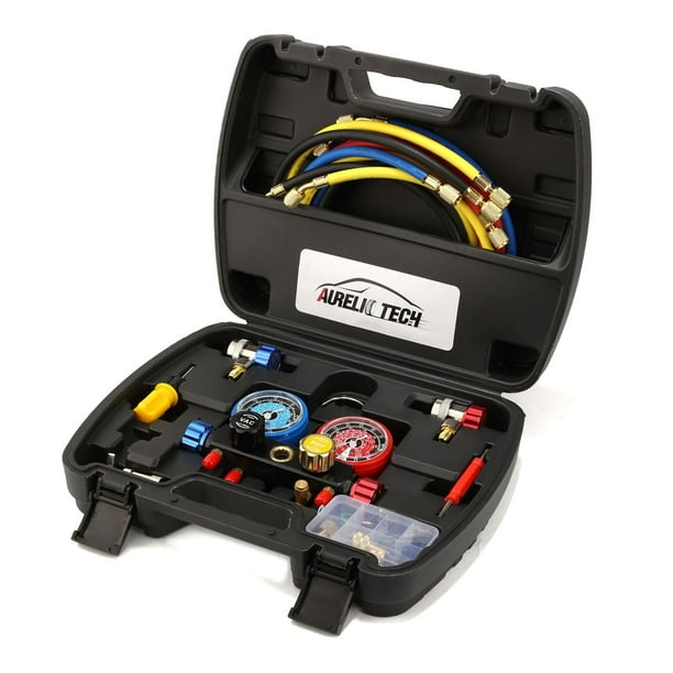 Juego de manómetros AURELIO TECH de 4 vías para R134A R410A R404A R22