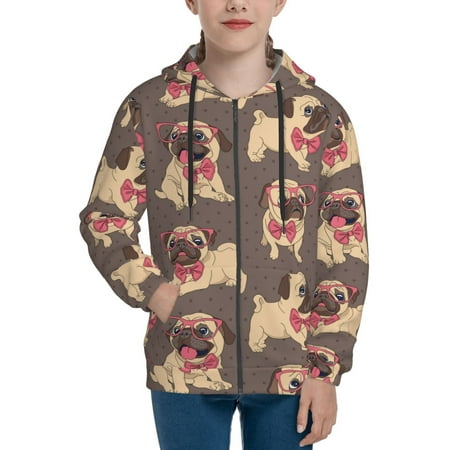 

Hoodies for Women Cut Pug Long Sleeve Sweatshirt Drawstring Zip Up Hoodie with Pockets Teen Girl Clothes