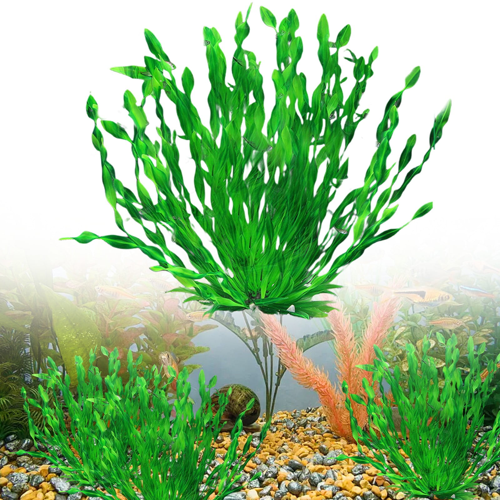 HCTSHG Aquarium Decoration Plastic Aquarium Plants Natural Fish Tank Accessories Aquarium Decorations Green Plants, 25pcs Fish Tank Decorations Plant, Aquarium Decor Plastic Plants