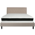 thumbnail image 5 of Flash Furniture Roxbury King Size Tufted Upholstered Platform Bed in Beige Fabric with Memory Foam Mattress, 5 of 5