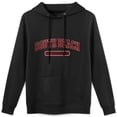 thumbnail image 1 of Sudadera Unisex con Capucha Negra, Estampado de Texto Urbano, Algodón y Poliéster, 1 of 5