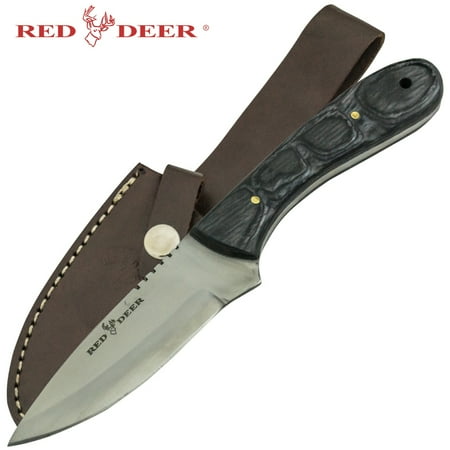 Hunting Wood - 8-1/2 inchRed Deer Fixed Blade Hunting Knife with Black Pakka Wood Handle