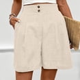 thumbnail image 5 of Tumotour Summer Linen Shorts for Women's Elastic Waist Outdoor Work Shorts Jogging Walkshort Straight-Leg Shorts, 5 of 7