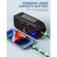 thumbnail image 3 of Portable Radio Hand Crank Solar Radio Survival AM/FM Dynamo Radio USB-C 2500mAh Rechargeable with LED Flashlight SOS Alarm Compass Small Radio for Outdoor Emergency Hiking Camping, 3 of 5