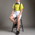 thumbnail image 5 of Pretxorve Kids Boys Short Sleeve Set Solid Collared Shirt Top Lace Suspender Pants Performance Outfits 3-18Y, 5 of 5