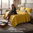 thumbnail image 6 of IR Imperial Rooms 3 Piece Quilt Set Microfiber Embossed Floral Bedspread Lightweight Bedding Queen Ochre, 6 of 9