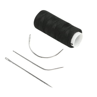 3 Rolls Hair Extension Thread Sewing Threads with 7Pcs Curved Upholstery  Needles for Hand Sewing, Hair Extensions, Making Wigs DIY (Black)