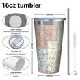 thumbnail image 4 of 16oz Tumblers Pioneer Flower Stainless Steel Vacuum Insulated Double Wall Travel Tumbler Cups Mug with Lid and Straw,Cleaning Brush for Coffee,Tea, 4 of 4