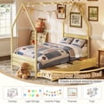 thumbnail image 4 of Bellemave Twin Size Montessori Bed with Storage Drawers, Wooden House Bed with Headboard, Twin Platform Bed Frame with Roof for Kids, No Box Spring Needed, Natural, 4 of 10