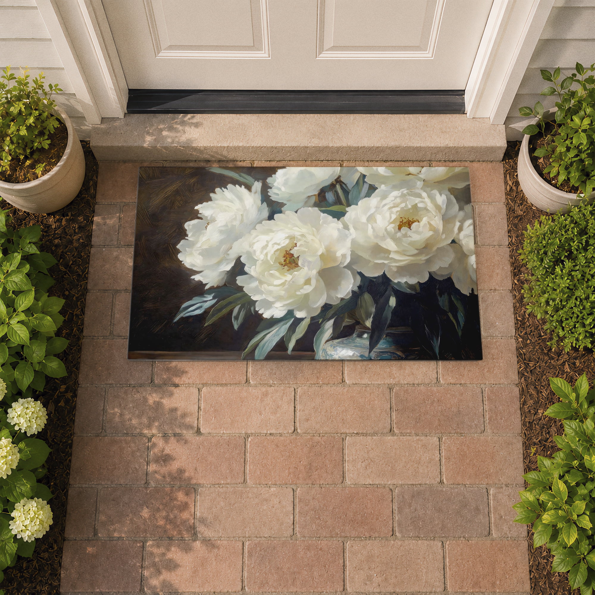 Stupell Industries Large Moody Floral Vase Printed Outdoor Door Floor Mat, design by Petals Prints Design