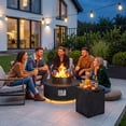 thumbnail image 2 of 30 in. Round Propane Firepit Table with Golden LED Light, 50,000 BTU Outdoor Fire Pit Table in Dark Gray Wood Grain, 2 of 8