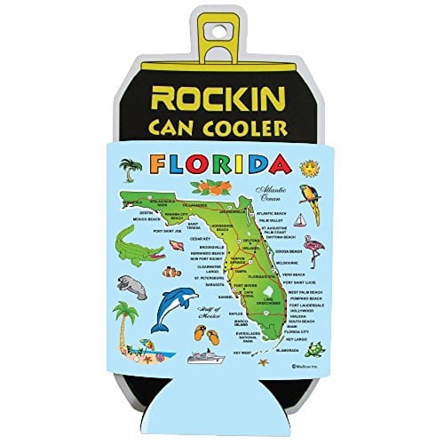 Beer Can Cooler Sleeve Florida Souvenir Gift Neoprene Gifts for Men & Women - keeps your drinks cold
