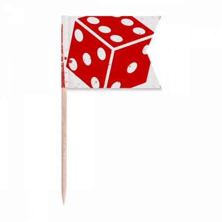 Casino Red Dice Illustration Pattern Toothpick Flags Labeling Marking for Party Cake Food Cheeseplate