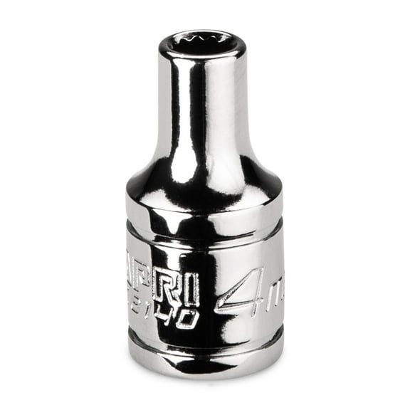 Capri Tools 4 mm Shallow Socket, 1/4 in. Drive, 12-point, Metric