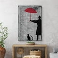thumbnail image 2 of Wall26 Framed Canvas Print Wall Art Newspaper Umbrella & Cat & Getleman Graffiti & Street Art 80s Urban Architecture Cityscape Grunge Dark Modern Art Decorative for Bedroom/Office - 12"x18", 2 of 5