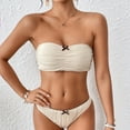 thumbnail image 6 of ylioge Womens Off Shoulder Bikini Sets Summer 2 Piece Bathing Suits Solid Built in Bras Tankini Tops Thongs Beach Swimming Swimsuits, 6 of 8
