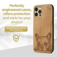 thumbnail image 2 of Case Yard Wooden Case Outside Soft TPU Silicone Slim Fit Shockproof Wood Protective Phone Cover for Girls Boys Men and Women Supports Wireless Charging French Bulldog Design case for iPhone-12/12-Pro, 2 of 7