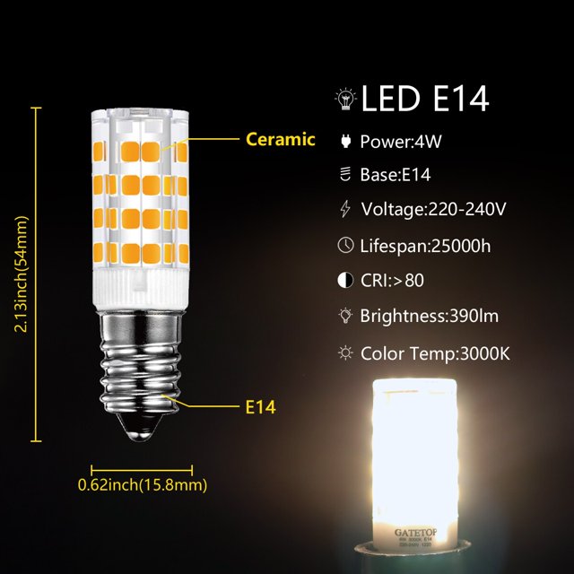 Minibombilla LED de maíz para sala de estar y dormitorio, 1-10P, 220V, E14, superbrillante, blanco cálido, 4W, adecuada para iluminación de cristal