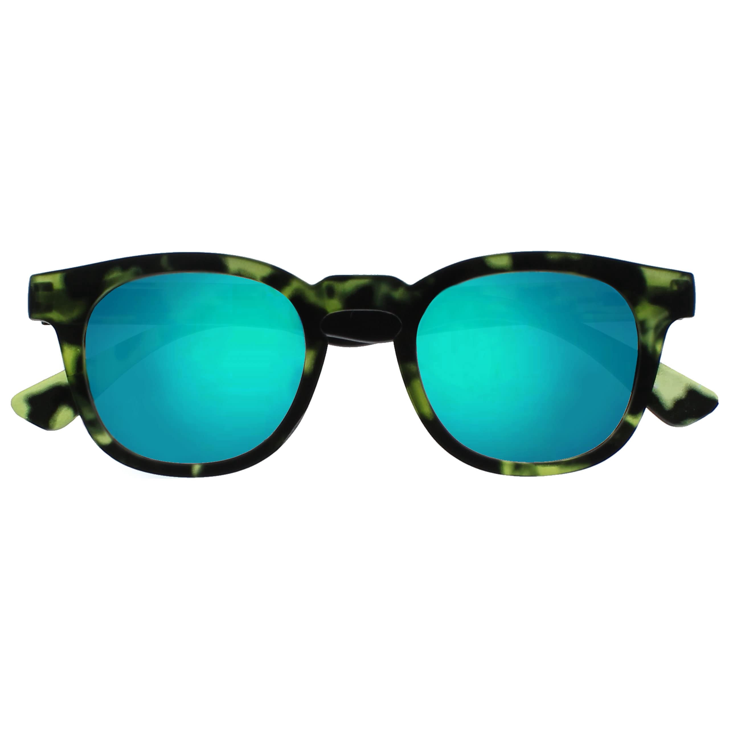 OPULIZE Bay Mirrored Thick Round Mens Womens Matt Green Tortoiseshell Reading Sunglasses Reading Glasses UV400 S97-6 +3.00
