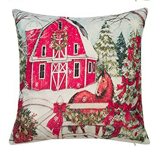 Ganfancp 1Pcs Navidad Almohadas Cubierta Decoración Funda de Almohada Sofá Cintura Arrojar Cojín Cubierta Artículos En Liquidación 1 Funda de Almohada Navideña