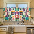 thumbnail image 2 of Yayeee Kitchen Curtains Set of 2 Light Filtering 57"x24" Over Sink Window Panels, Purple Geometric, 2 of 7