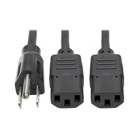 UPC: 0037332148971 | Tripp Lite Universal Power Extension Cord Y Splitter Cable (NEMA 5-15P to 2x IEC-320-C13) 6-ft. (P006-006-2)
