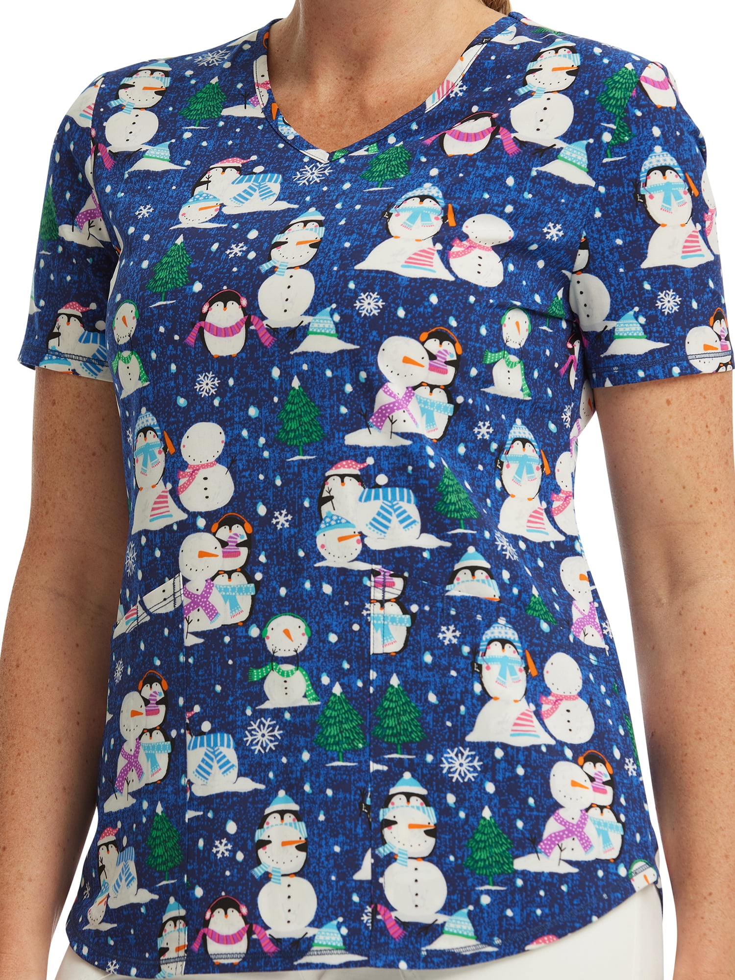 Scrubstar Women's Penguin Playtime V-Neck Print Scrub Top WM42T738GD