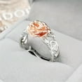 thumbnail image 4 of K-KED Fashion Women's Vintage Rose Gold Flower Ring Holiday Party Engagement Gift New-#8, 4 of 6